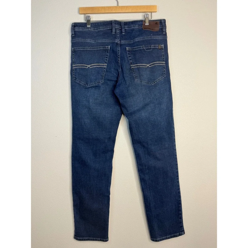 Buffalo David Bitton Jackson Straight Stretch Jeans Men's 36x32 Dark Wash Blue